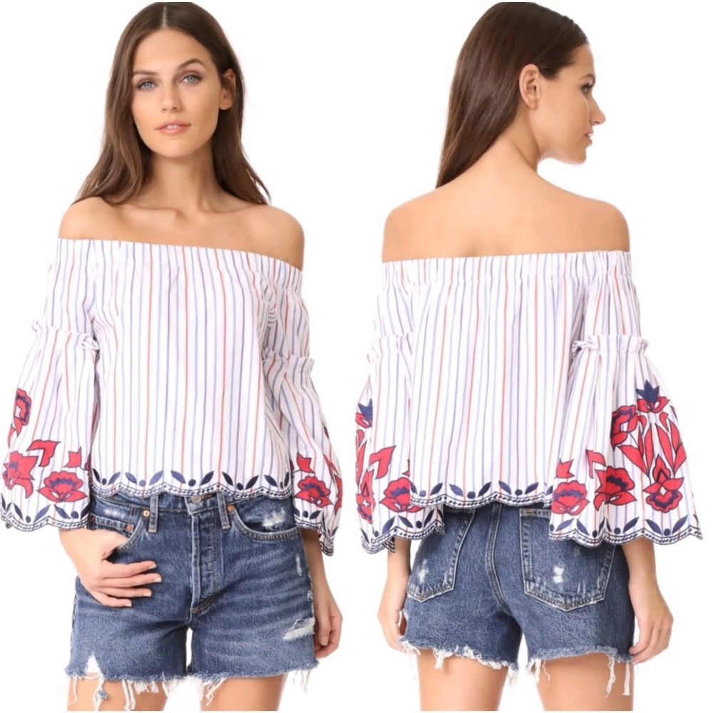 NWT Parker Embroidered Off The Shoulder Dane Top